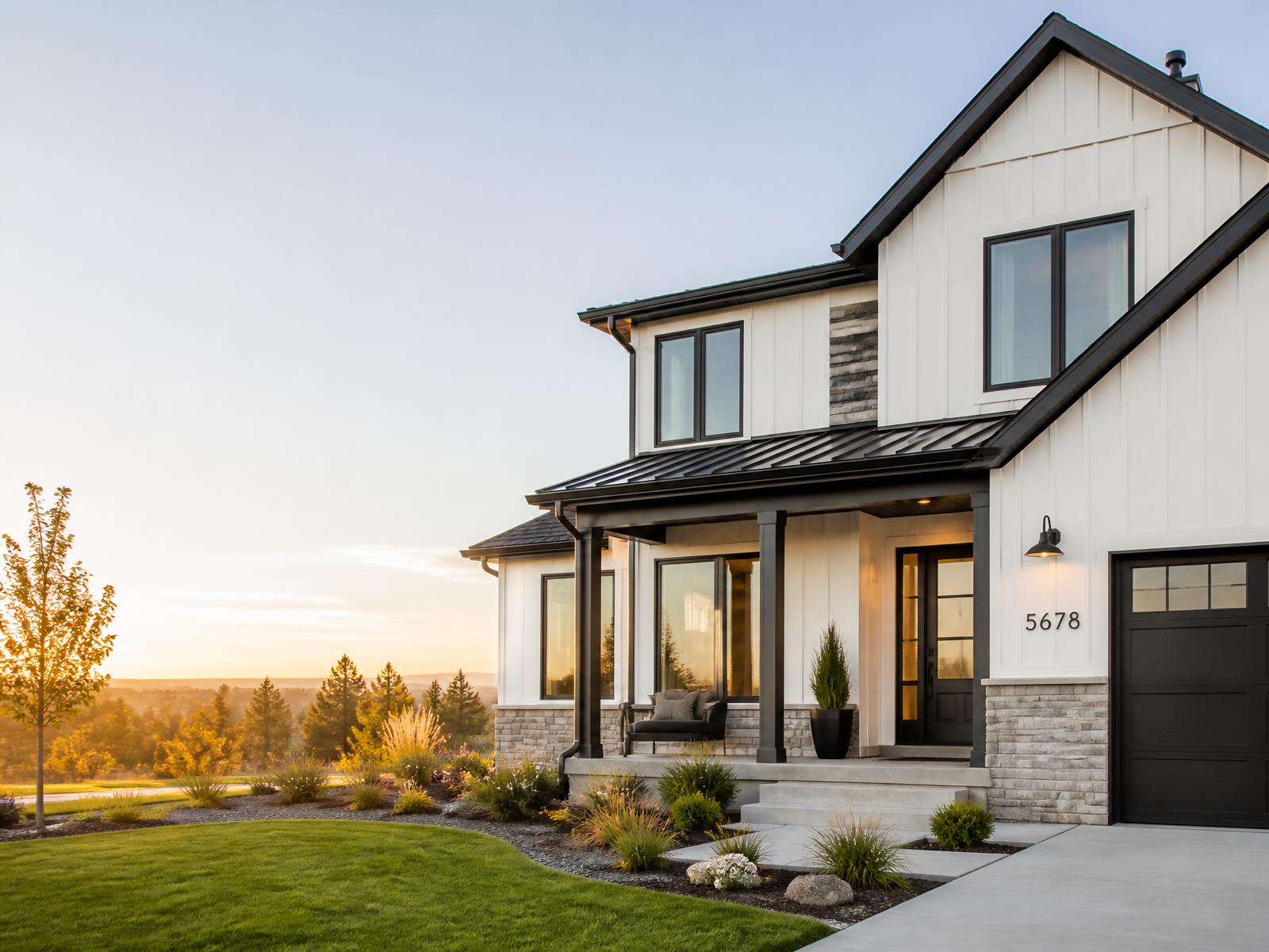 Modern Colorado home at golden hour
